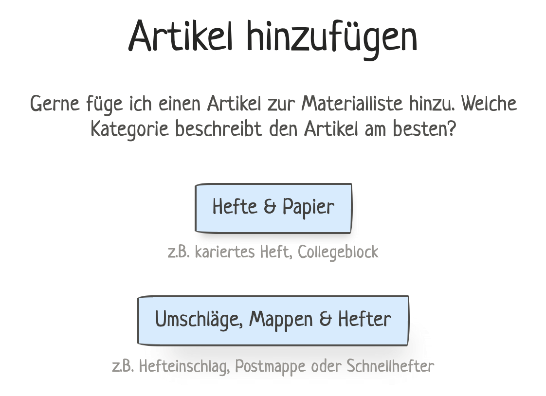 Screenshot von der Kategorieauswahl in der Heftwichtel-App